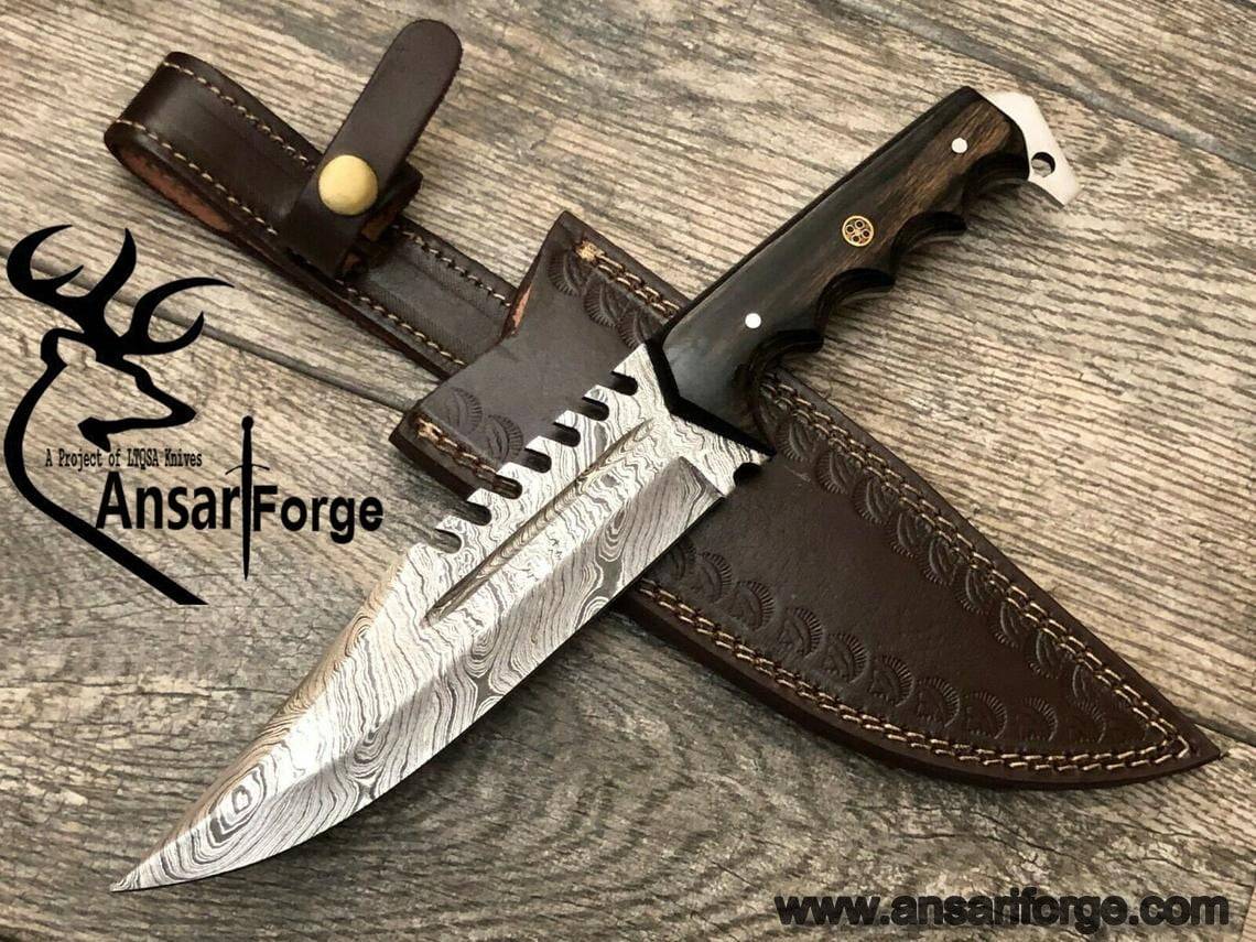 Damascus steel custom handmade Bowie knife