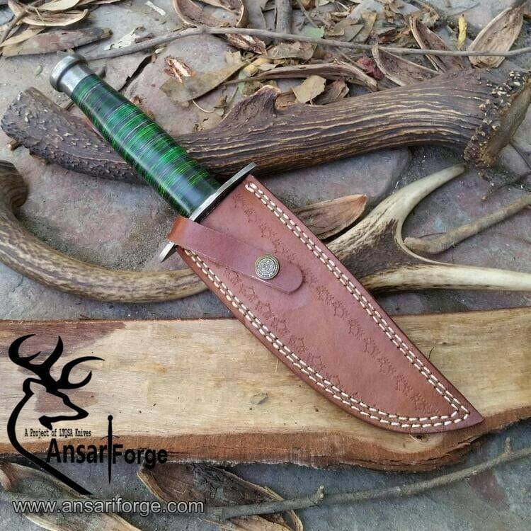 Damascus Steel Beast Hunter, Full Tang Fixed Blade 12-inches Hunting Bowie Knife