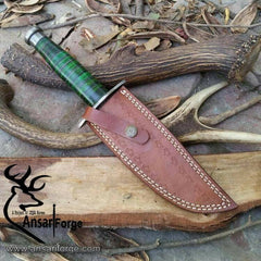 Damascus Steel Beast Hunter, Full Tang Fixed Blade 12-inches Hunting Bowie Knife
