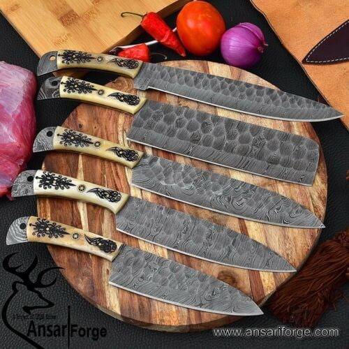 Damascus steel forged handmade chef knife set Best discount offer Gift for her/him