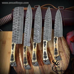 Damascus steel forged handmade chef knife set Best discount offer Gift for her/him