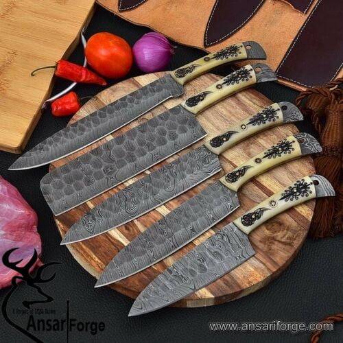 Damascus steel forged handmade chef knife set Best discount offer Gift for her/him