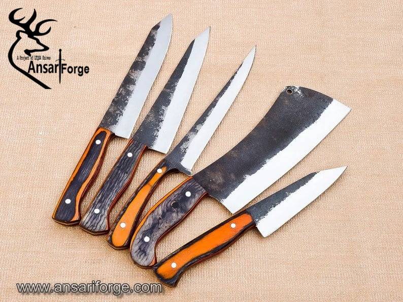 High carbon rail road handmade chef knife set