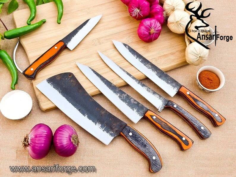 High carbon rail road handmade chef knife set