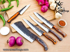 High carbon rail road handmade chef knife set
