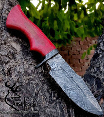 Damascus steel handmade hunting knife