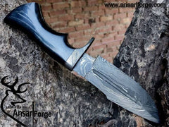 Damascus steel handmade hunting knife skinner
