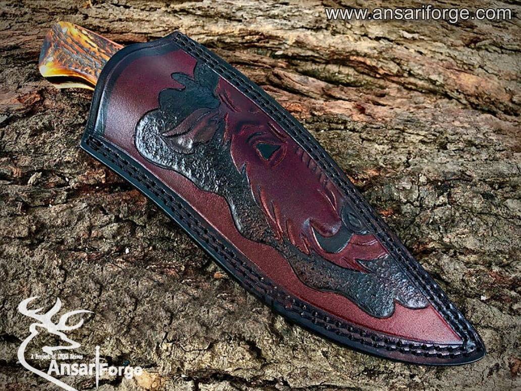 Custom made 1095 core san mai hunting knife