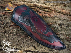 Custom made 1095 core san mai hunting knife