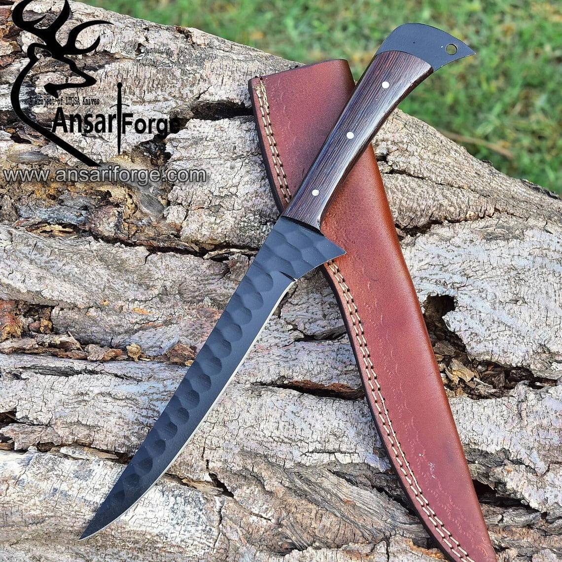 Black coated handmade fillet knife