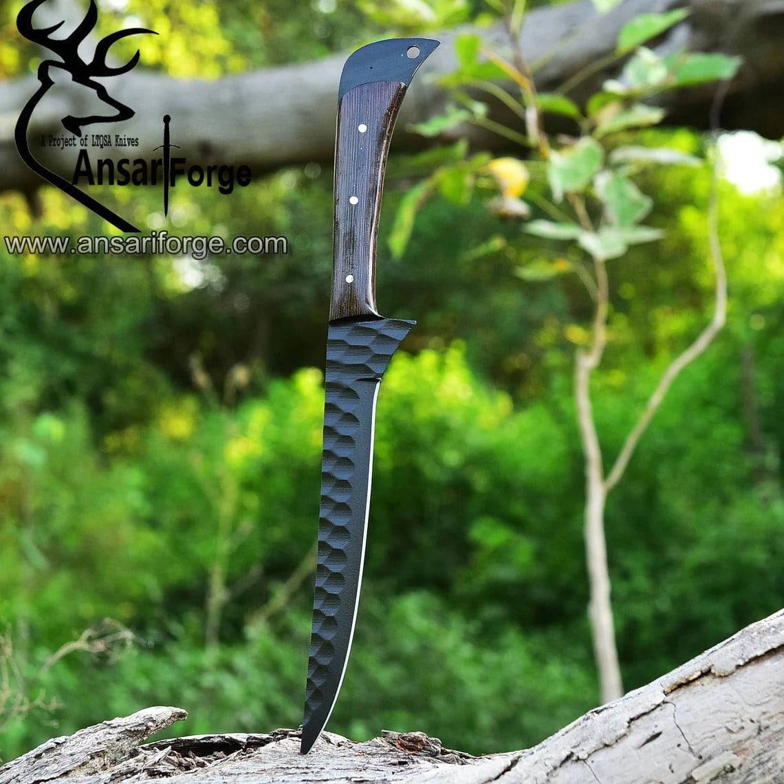 Black coated handmade fillet knife