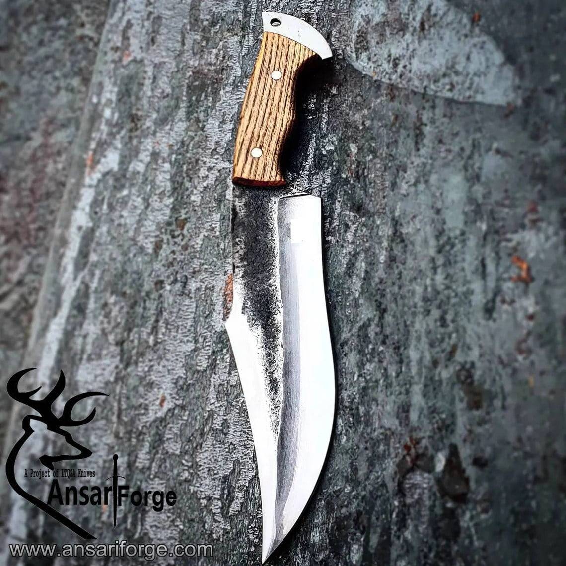 high carbon steel handmade hunting knife olive wood handle