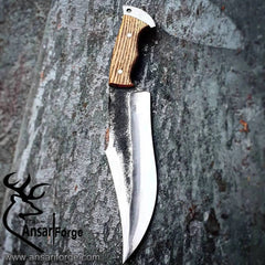 high carbon steel handmade hunting knife olive wood handle