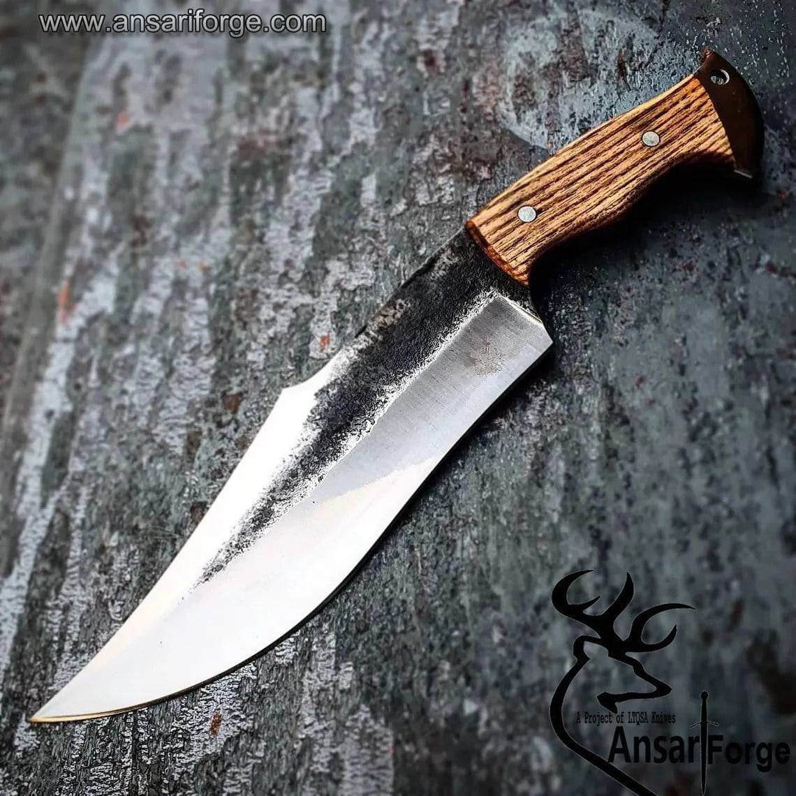 high carbon steel handmade hunting knife olive wood handle