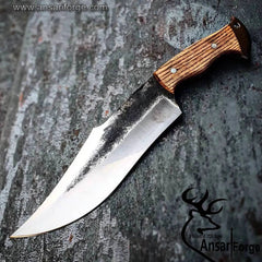 high carbon steel handmade hunting knife olive wood handle
