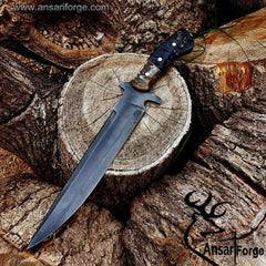 D2 handmade tactical hunter sheep horn handle with sheath