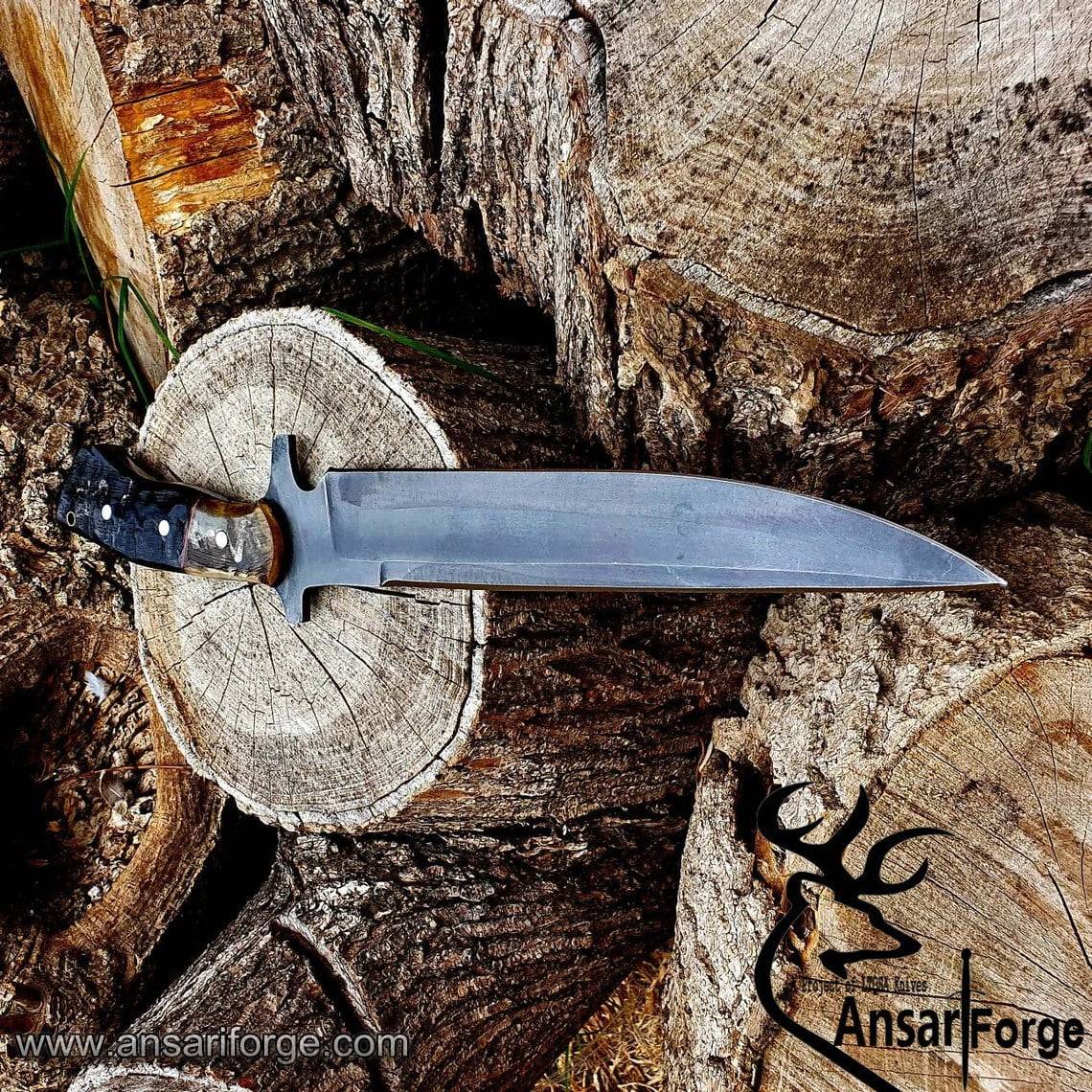 D2 handmade tactical hunter sheep horn handle with sheath