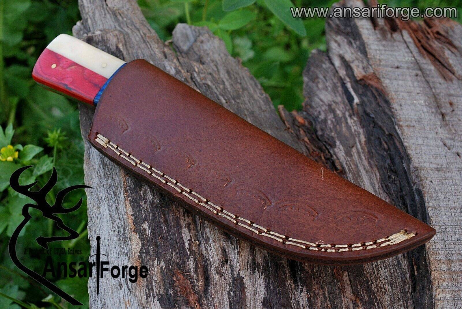 Damascus steel hunting knife Skinning knife Texas flag handle