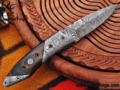 Damascus steel custom made folding pocket knife