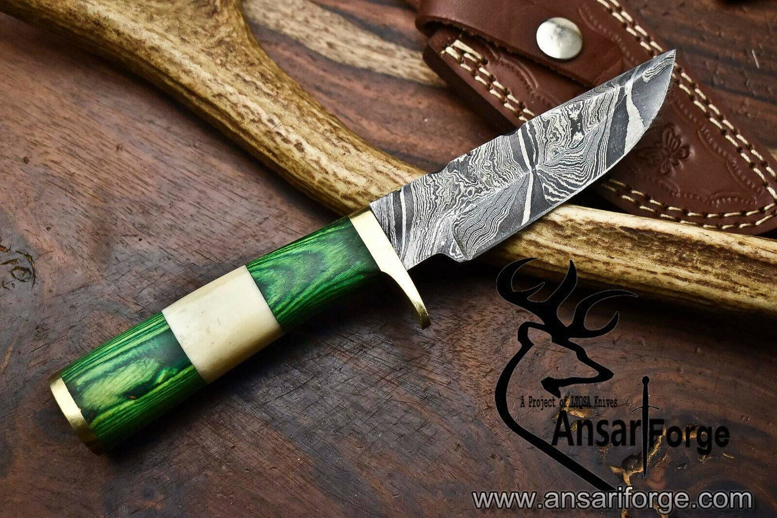 Damascus steel handmade skinner knife hunting knife