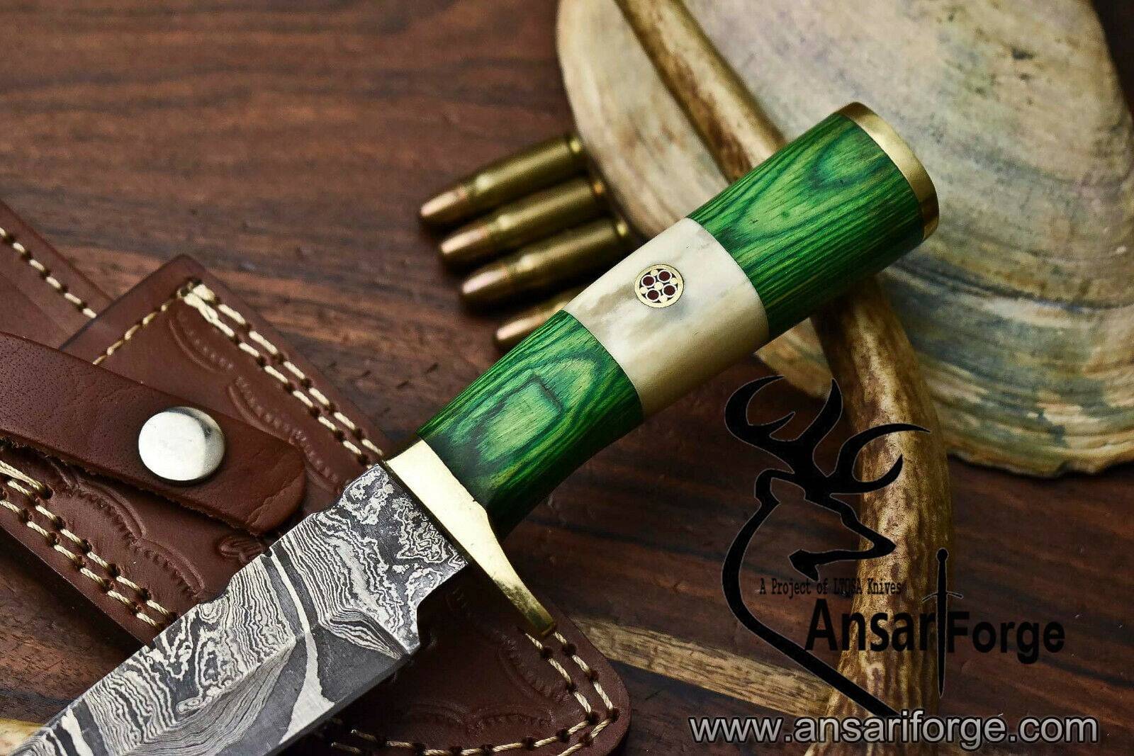 Damascus steel handmade skinner knife hunting knife
