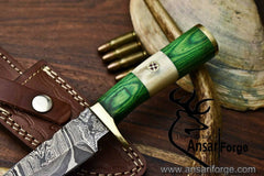 Damascus steel handmade skinner knife hunting knife