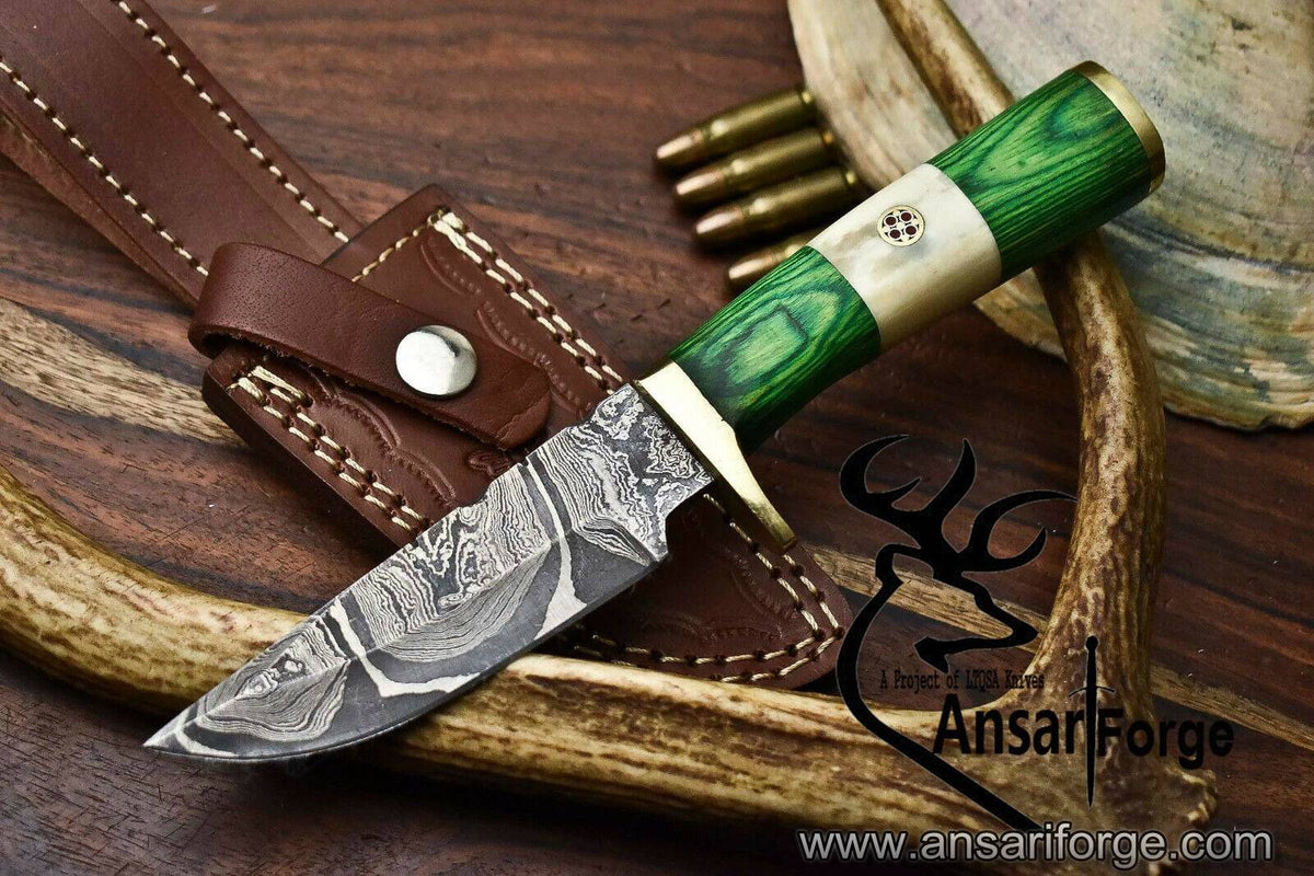 Damascus steel handmade skinner knife hunting knife