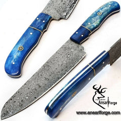 Damascus steel handmade Kitchen knife Chef knife bone handle