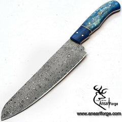 Damascus steel handmade Kitchen knife Chef knife bone handle