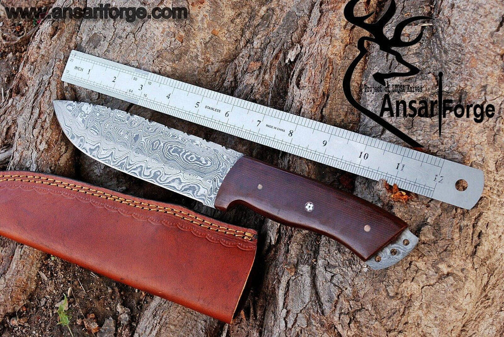 12 inches Damascus steel hunting knife - extended tang.