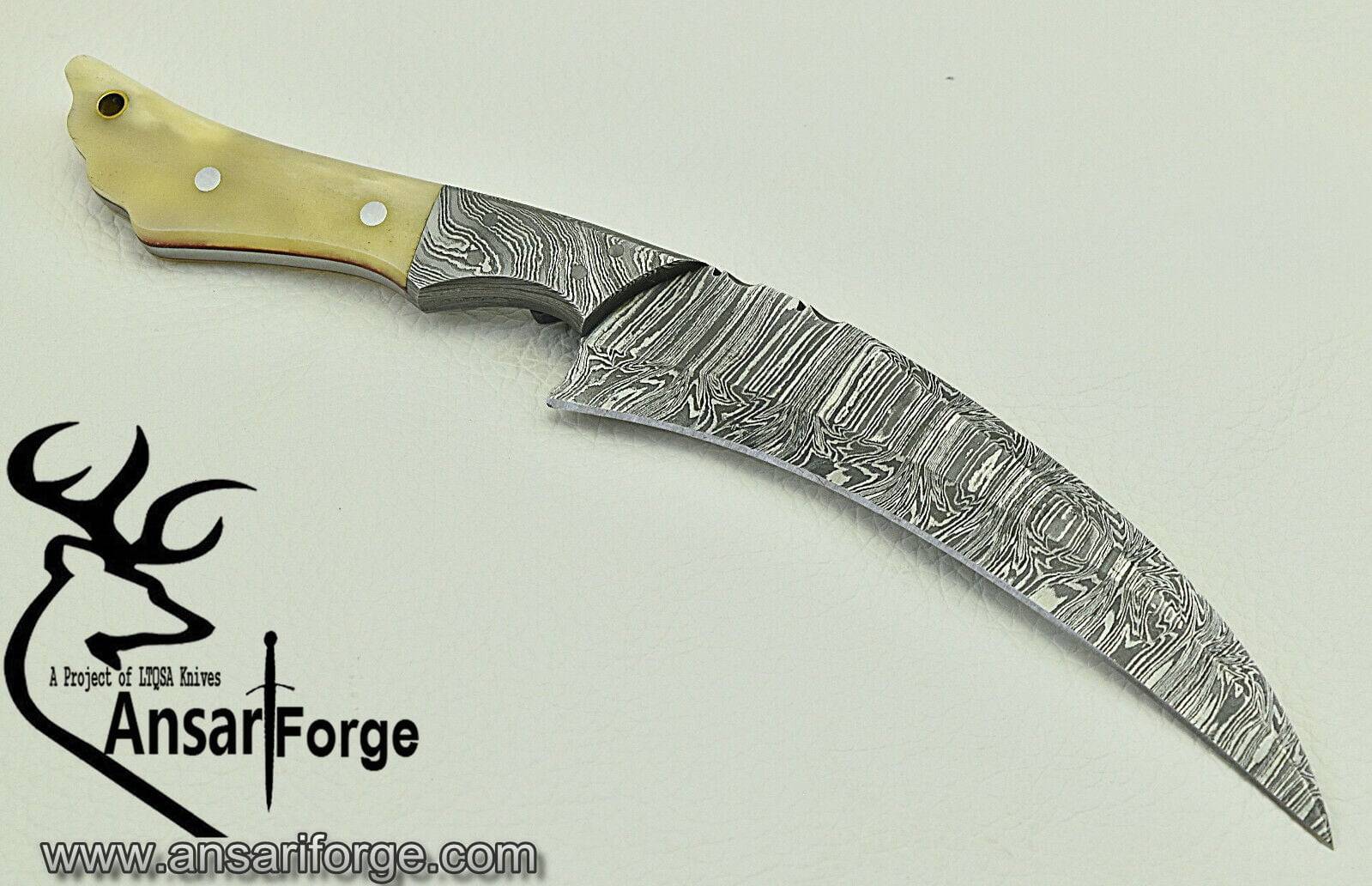 Damascus steel handmade hunting knife camel Bone handle