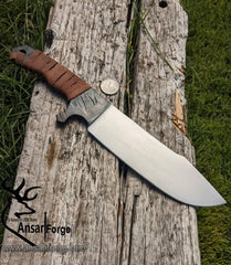 Hand forged Spring Steel Integral hunter with Leather Wrap Handle