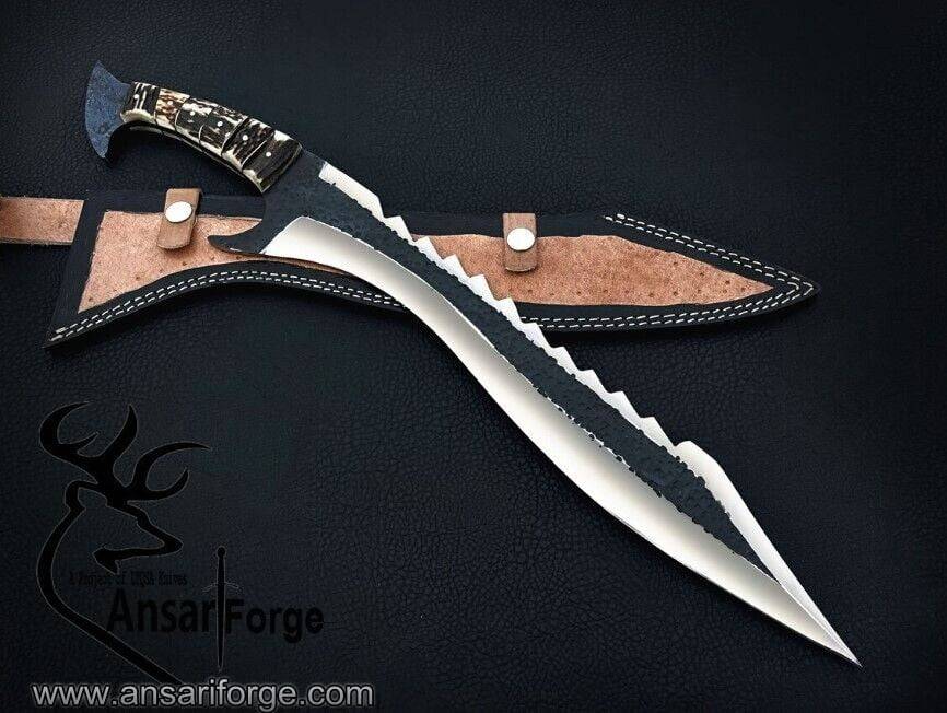 Carbon steel forged handmade Hunting knife Machete Bowie survival tactical knife