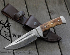 Hunting Knife, Skinning Knife, Damascus Knife, Damascus steel blade 10" Custom Olive wood handle full tang