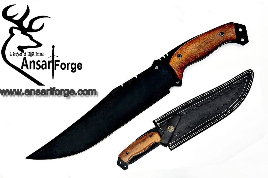 High Carbon 1095 black coated hunting knife with rose wood handle