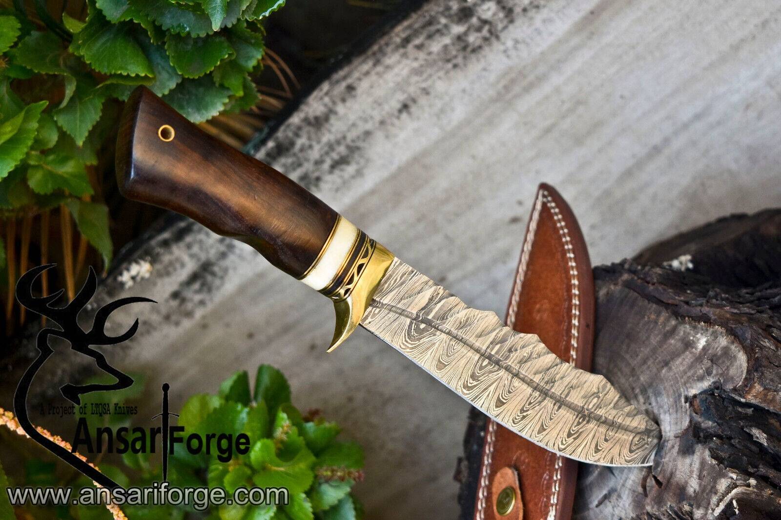 Damascus steel handmade hunting knife skinner