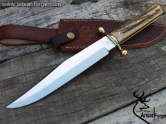 Full Tang Bowie Knife with 5160 Steel Blade and Stag Antler Handle.