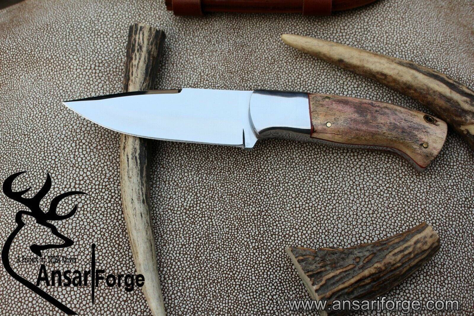 D2 tool steel mirror polish bush craft knife with cross draw leather sheath