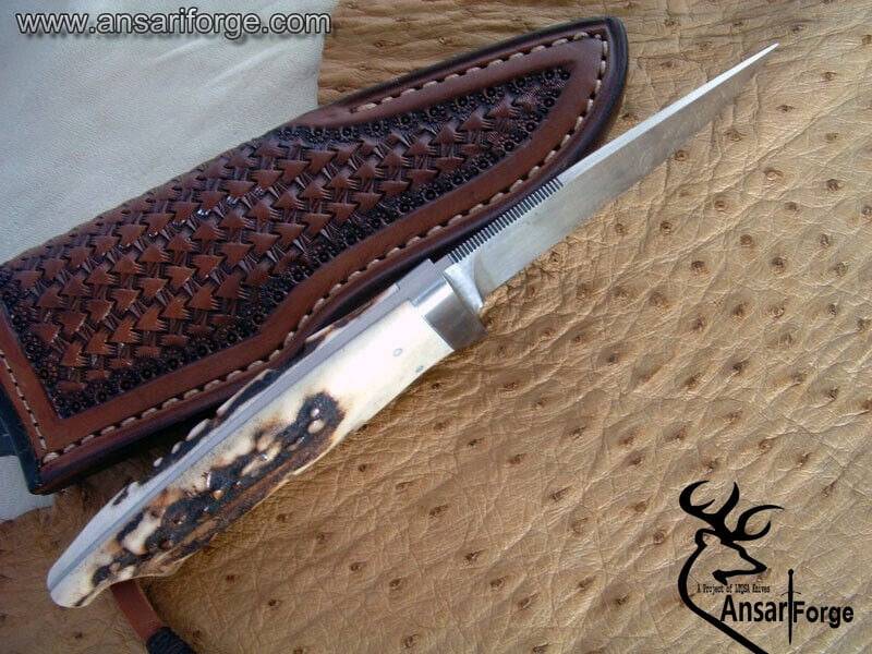 10 " D2 Steel Best Fixed Blade Hunting Knife With Sheath & Antler Handle