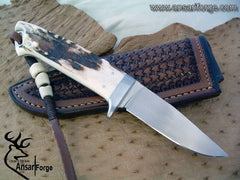 10 " D2 Steel Best Fixed Blade Hunting Knife With Sheath & Antler Handle