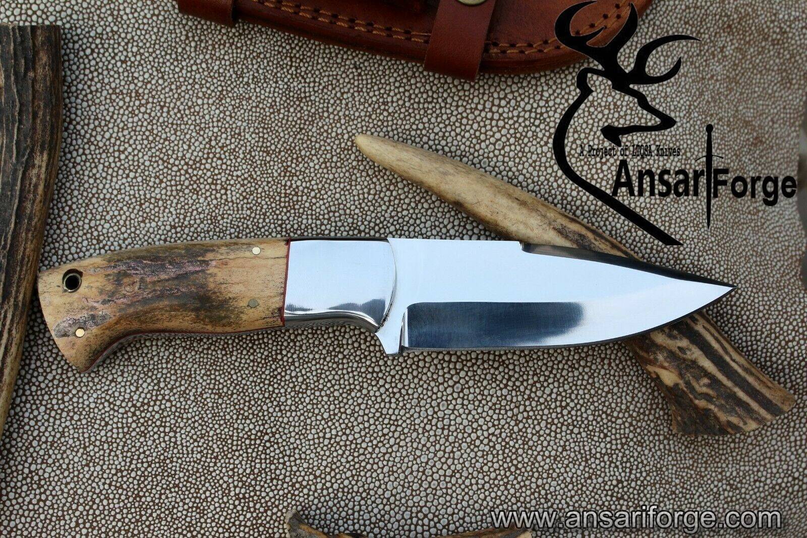 D2 tool steel mirror polish bush craft knife with cross draw leather sheath