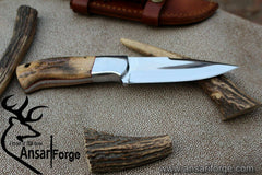 D2 tool steel mirror polish bush craft knife with cross draw leather sheath