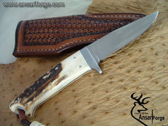 10 " D2 Steel Best Fixed Blade Hunting Knife With Sheath & Antler Handle