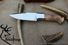 D2 tool steel mirror polish bush craft knife with cross draw leather sheath