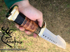 D2 steel mirror polished Crocodile Dunde Blood Grooved hunting Tracker Bowie
