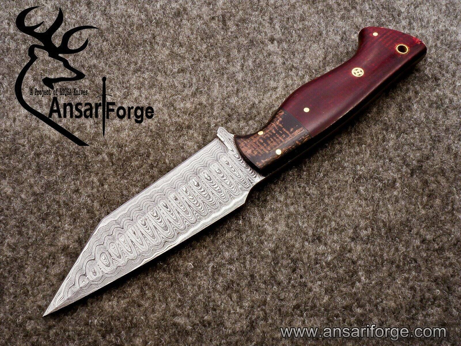 Damascus steel tanto blade hunting knife
