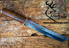 Damascus steel handmade Tanto blade hunting knife
