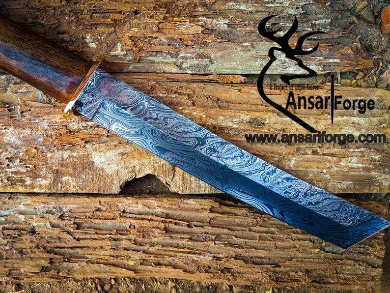 Damascus steel handmade Tanto blade hunting knife