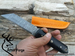 Damascus steel handmade Tanto blade hunting knife