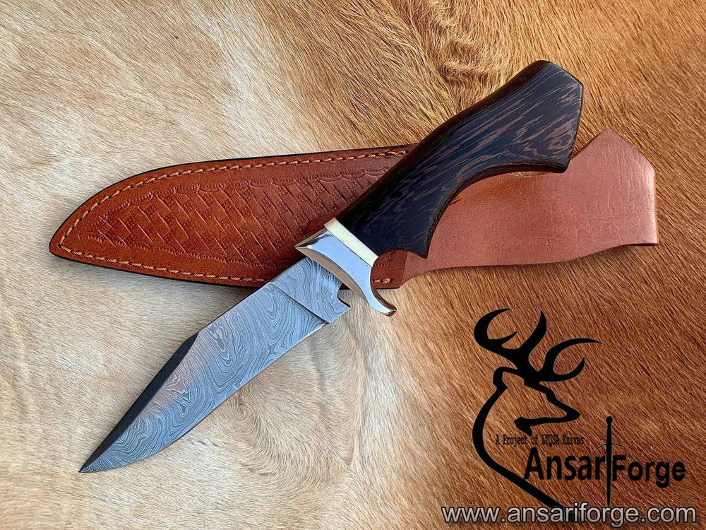 Damascus Knife, Custom Hand forged, Damascus Steel Knife, 9.0" , Exotic Wood Handle.